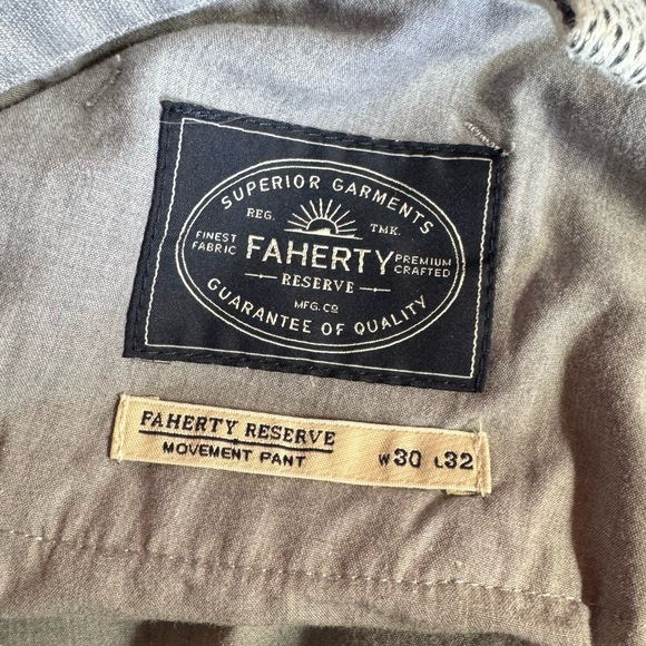 Men's Faherty Reserve Movement Pants, 5 pocket, Fossil, Size 30x32 - Picture 4 of 10